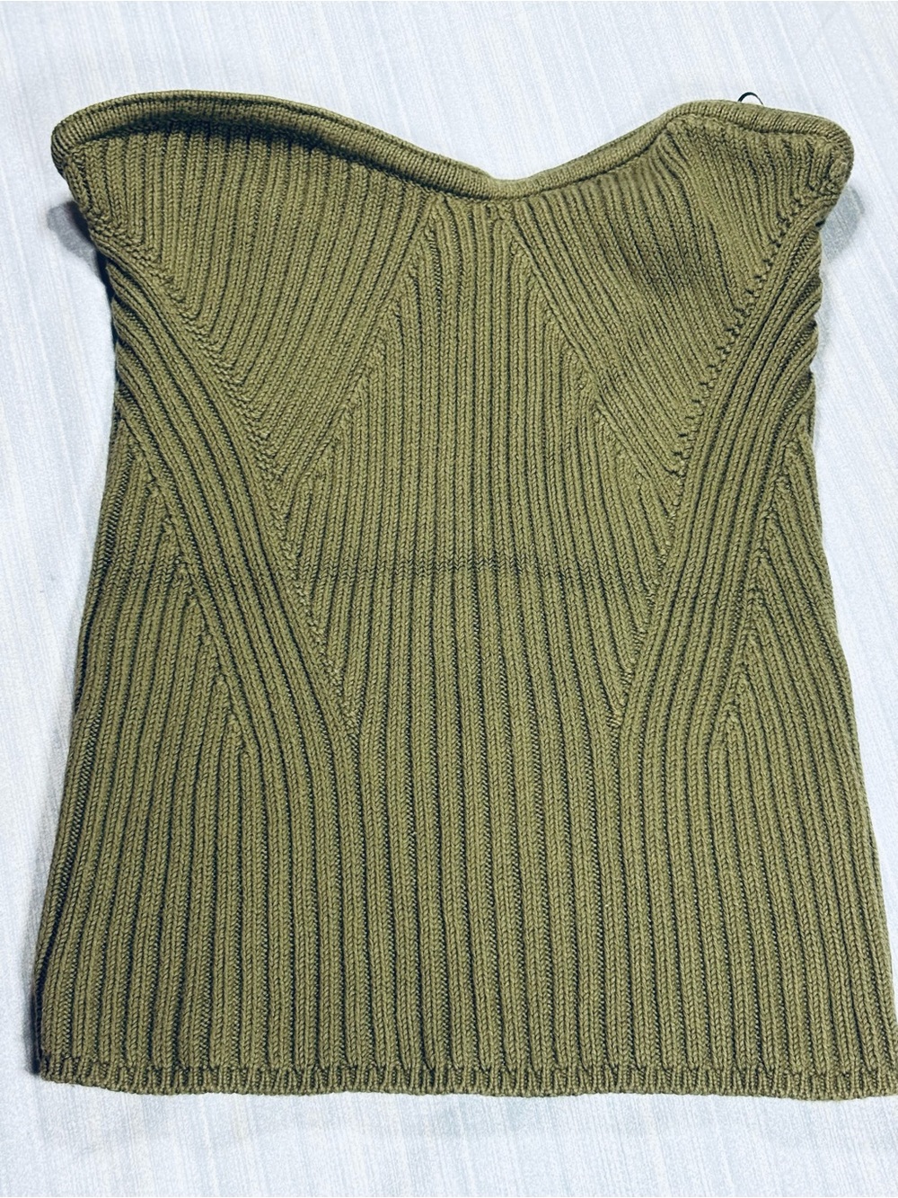 Express Olive Green Ribbed Knit Strapless Tube Top Sweater - Size S